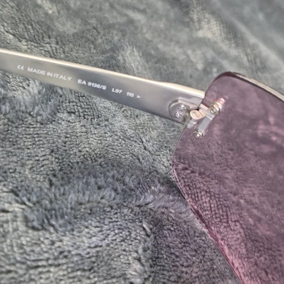 Emporio Armani Women's Rimless Shield Sunglasses — Purple Lens with Gold Trim - Picture 6 of 9